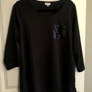 Avenue 3/4 sleeve sequin pocket tee 14/16